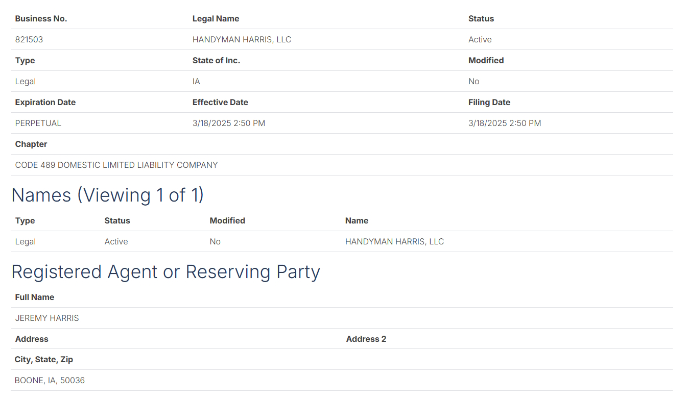About Jeremy Harris, HandyMan Harris, LLC. Boone, IA handyman services, Boone County Iowa