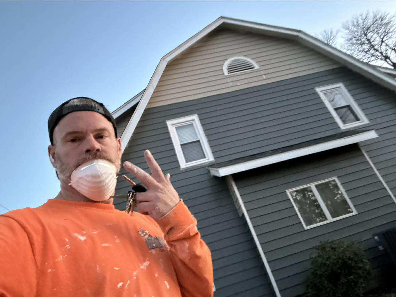 Exterior house being painted