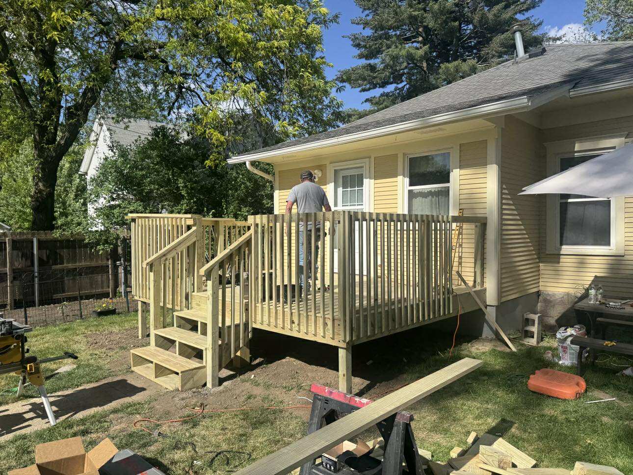 Painter's tape and supplies ready